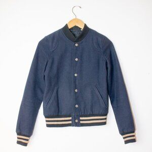 BDG Baseball Jacket, XS, Navy Tan & Black